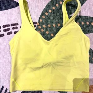 Lululemon lemon yellow crop tank with built in bra